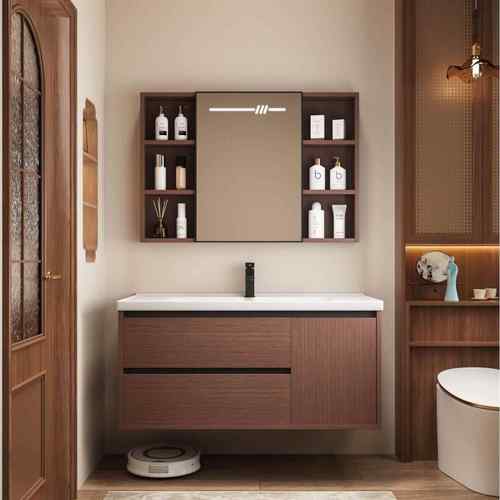 新瓷中式中166古风加厚蜂屉窝铝浴室柜组合陶漱一体盆抽款卫生间