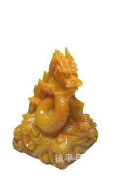 仿古寿山石龙印玉玺摆件树脂仿玉黄龙祥云印玺书法字画藏书章篆刻