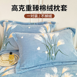 加厚牛奶绒枕套一对装 冬季 珊瑚绒48cmx74cm枕头套单个枕芯内胆套2