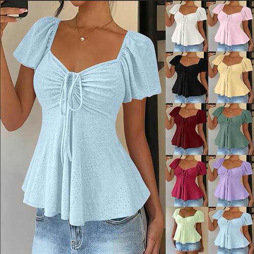 Women'S Sweet Style Breathable Short Sleeve Top Summer