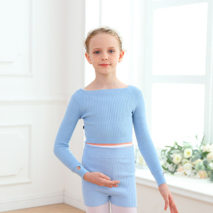 外套套装 儿童舞蹈服毛衣短裤 毛衫 练功三分裤 女童芭蕾舞练功服冬季