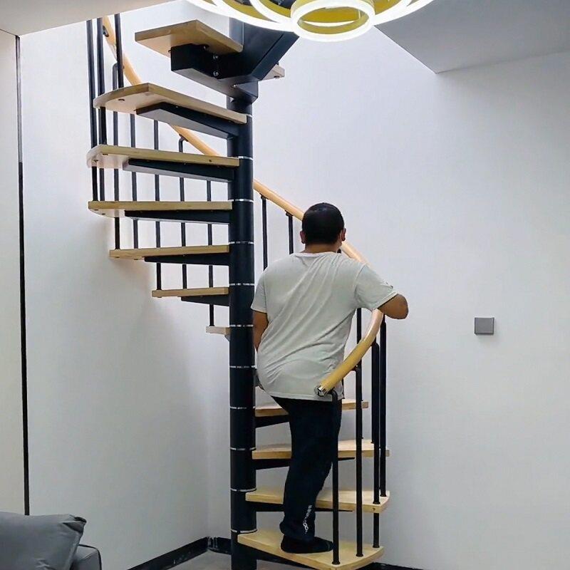 旋转楼梯家用室内阁楼中柱实木小型整体复式别墅公寓网红旋梯定制