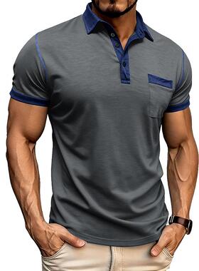 Large color cotton short sleeved T-shirt for men, round