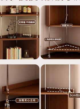 去客落厅化三角柜SIL实架木中古转角置物一体靠墙地书卧室拐角书