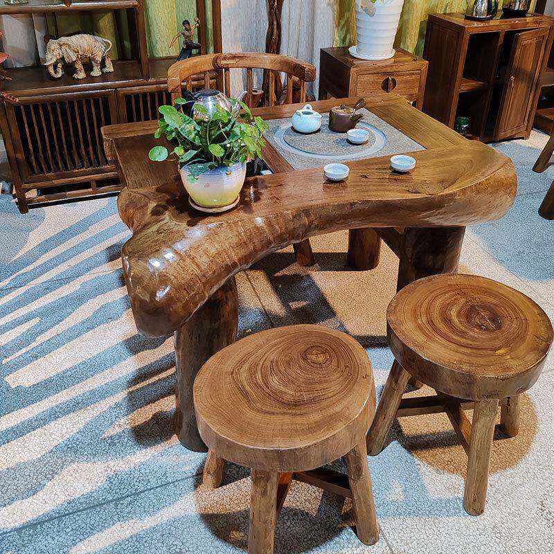 香樟木中式茶台茶桌实木原生态实木茶几家用阳台原木小茶桌禅意桌