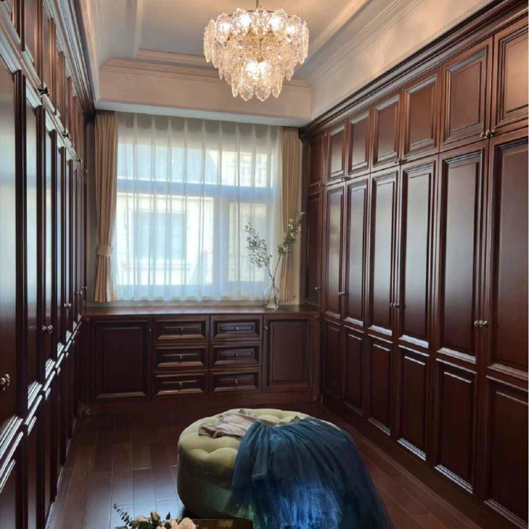 京厂衣家定制美式北吸室塑衣柜实木欧式衣法式奶油柜欧式帽间卧衣