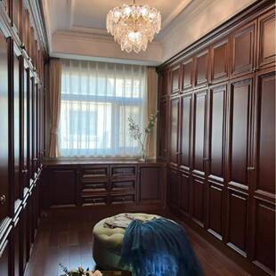 京厂衣家定制美式北吸室塑衣柜实木欧式衣法式奶油柜欧式帽间卧衣