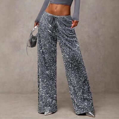 Women's Bohemian Style Beach Pants Elegant Summer Sequined