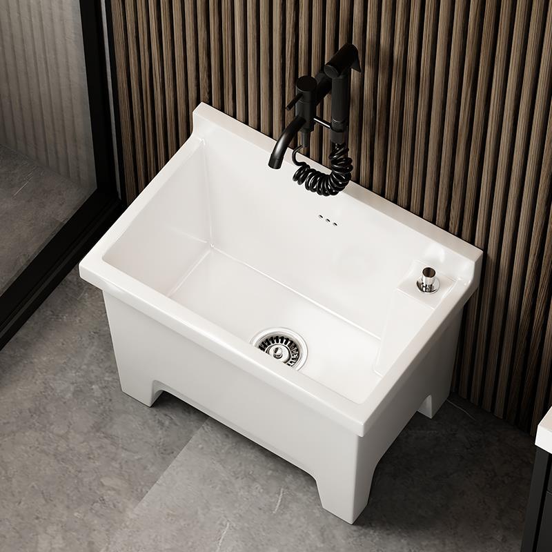 洗拖把池家用阳台卫生间地盆高脚墩布池大号拖布池陶瓷墩布池大号