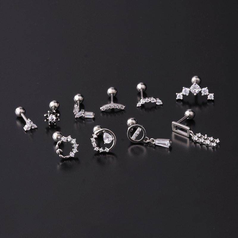 Stainless steel piercing screw screw ball ear studs