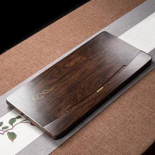 茶家用简2025盘新款茶托盘长方明月远山形整约块带排水茶台