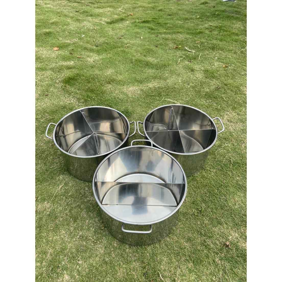 二格三格四格圆形分格隔鸳鸯麻辣汤锅加深高锅不锈钢电磁炉商用锅