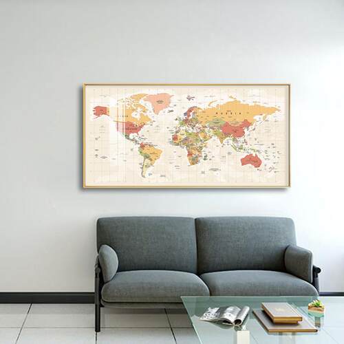 世界地图装饰画客厅沙发背景墙办公室挂画书房壁画墙壁画儿童房