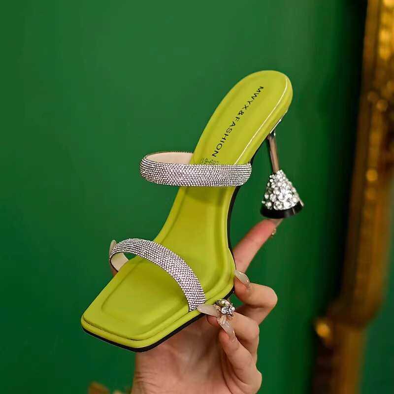 水钻一字拖鞋女夏季2025年新款外穿时尚超高细跟高跟鞋方头凉拖鞋,女鞋,一字拖,淘宝优惠券,粉丝福利购,淘宝优惠卷