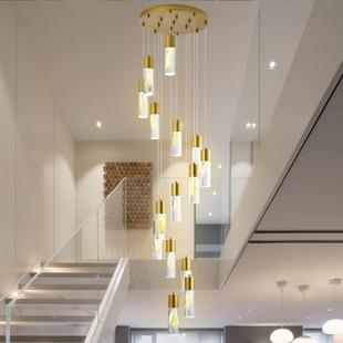 雷朗灯饰复式 楼水晶楼梯吊灯创意大气别墅旋转长吊灯led北欧吊灯