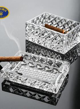 捷克进口BOHEMIA水晶玻璃ins两用双层烟缸雪茄盒 家用创意烟灰缸
