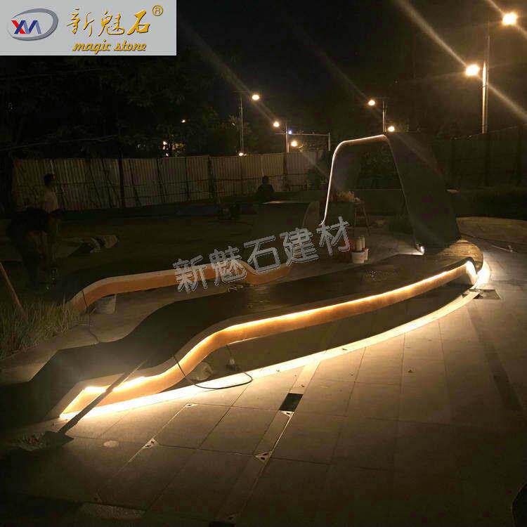 小区商场门口户外大型GRC水泥摆件雕塑 公园夜景灯光创意坐凳