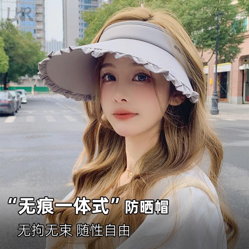 遮阳帽2024韩版夏天新款帽子女时尚百搭字母标防晒空顶帽户外旅游