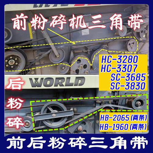 沃得锐龙收割机皮带 三角带 HB-2065/1960 粉碎机皮带 切草器皮带