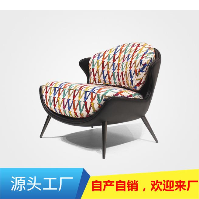 单人沙发椅意大利轻奢设计师休闲椅意式轻奢无扶手靠背椅