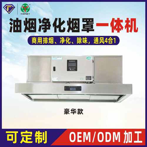 商用油烟净化一体机   油烟净化器烟罩一体机 德粤风机 豪华款
