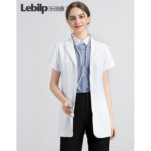 高档Leon高档白大衣男e女短b工作服牙c科美容院小型专业医生制服