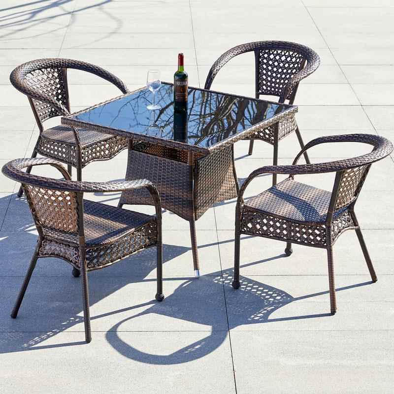 高档院阳台小桌椅藤椅件套室外庭一桌两椅户三外腾编休闲茶椅子几