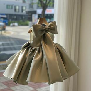 toddler girls bow decor sweater dress sleeveless a line