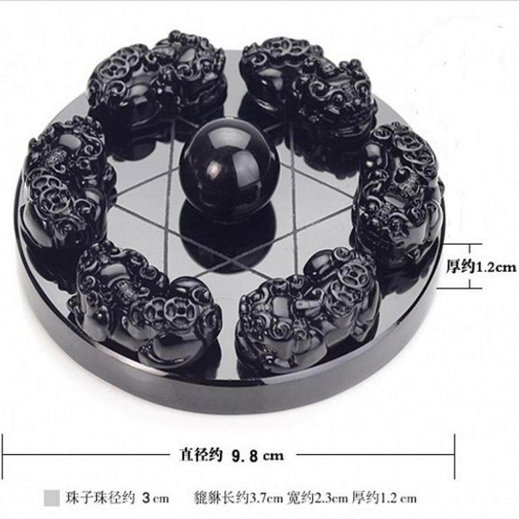 天然黑曜石摆件七星阵貔貅摆件 家居办公饰品 葫芦摆件吉祥物摆件