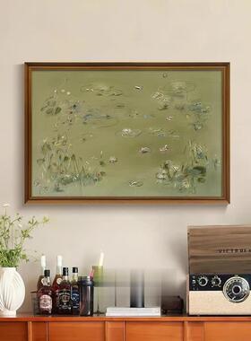 《逸彩》法复古色客画厅装绿饰中古风SN050206卧室床式头小众抽象