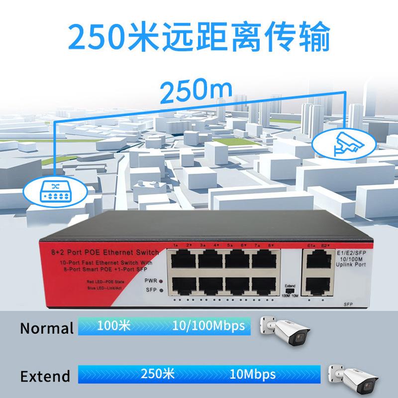 百POE供电网络交换机/BLYD-P408/10兆/16/24口换国标524V网线供电