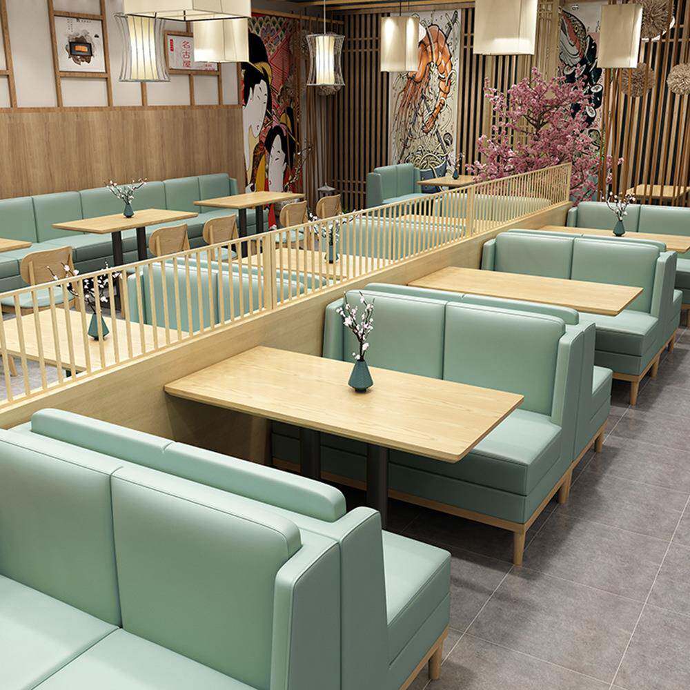 休闲简约奶茶店桌椅卡座组合 料理餐厅餐吧水吧清吧靠墙卡座沙发