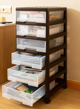 办公室桌面免安装收纳柜抽屉式多层架整理箱塑料矮款家用收纳柜