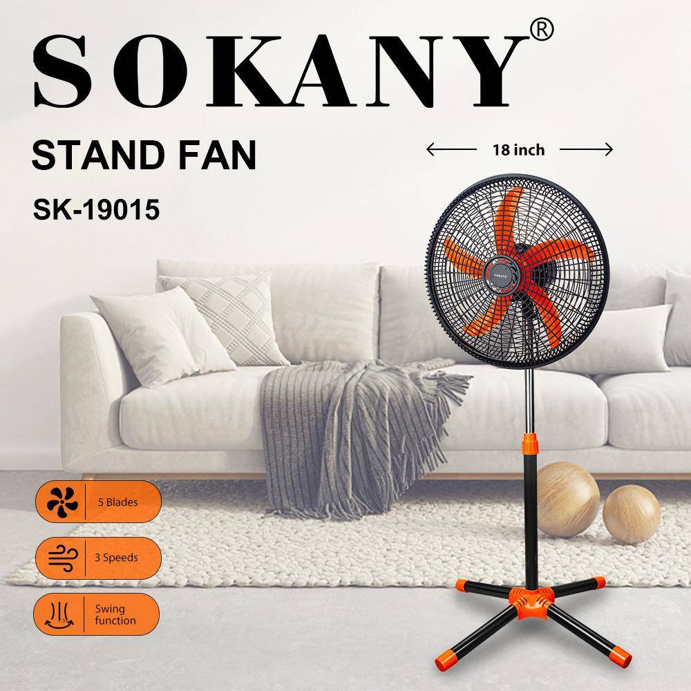 出口SOKANY19015台地扇家用站立式电风扇摇头落地扇STAND FAN