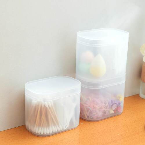 New Dual-Compartment Cotton Swab Box, Plastic with Lid, Orga