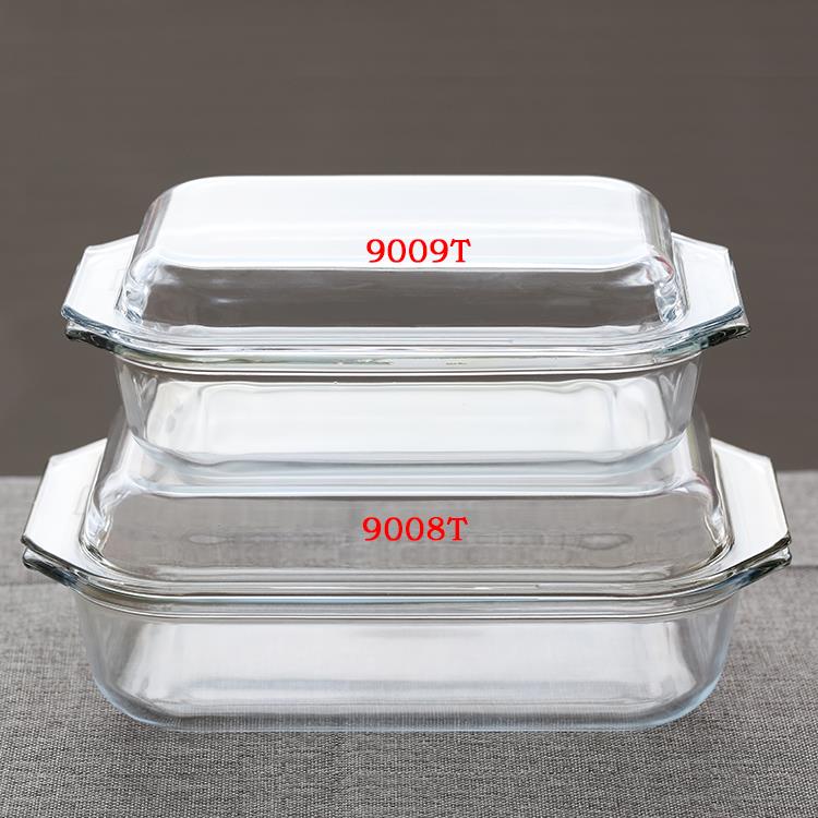 耐热钢化玻璃煲蒸鱼盘带盖烤盘焗饭盘家用微波炉烤箱餐具
