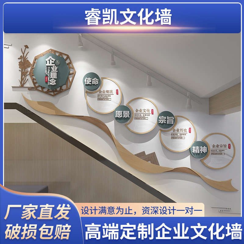 企业楼梯文化墙定制设计公司走廊楼道背景墙员工团队形象墙荣誉榜
