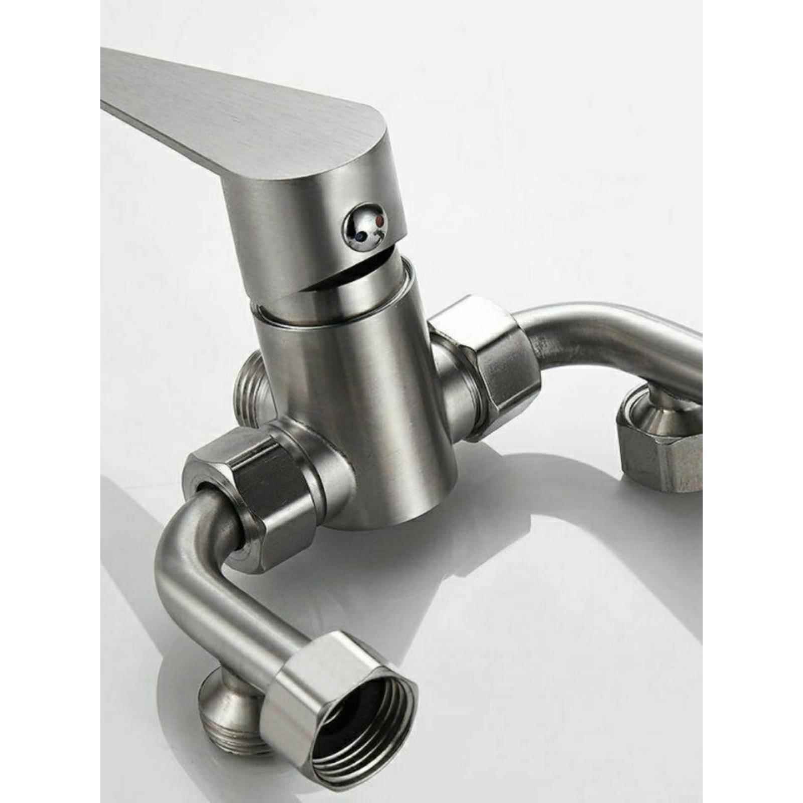 加厚304不锈钢电热水器混水阀冷热混合U型水龙头明装开关淋浴配件