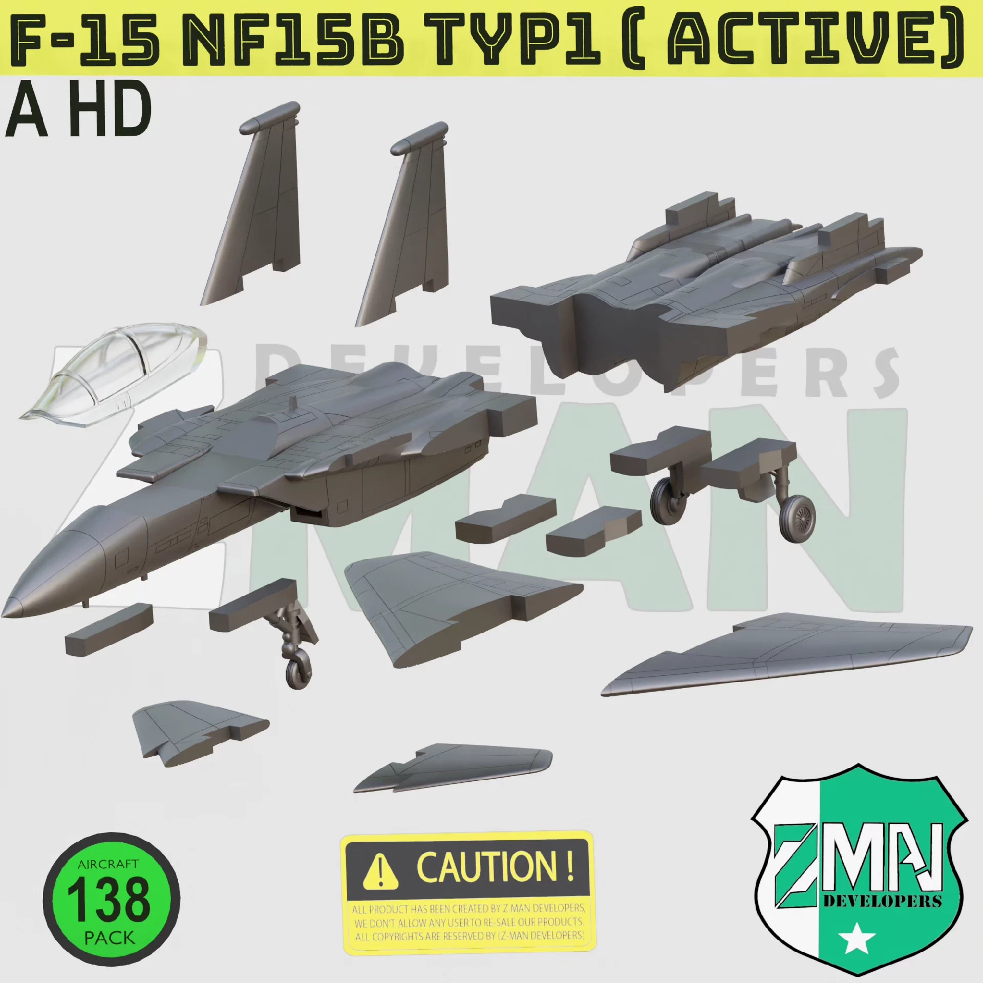 1/72 F15B-STOL-MTD Agile Eagle Vector Thrust Unpainted Assembly