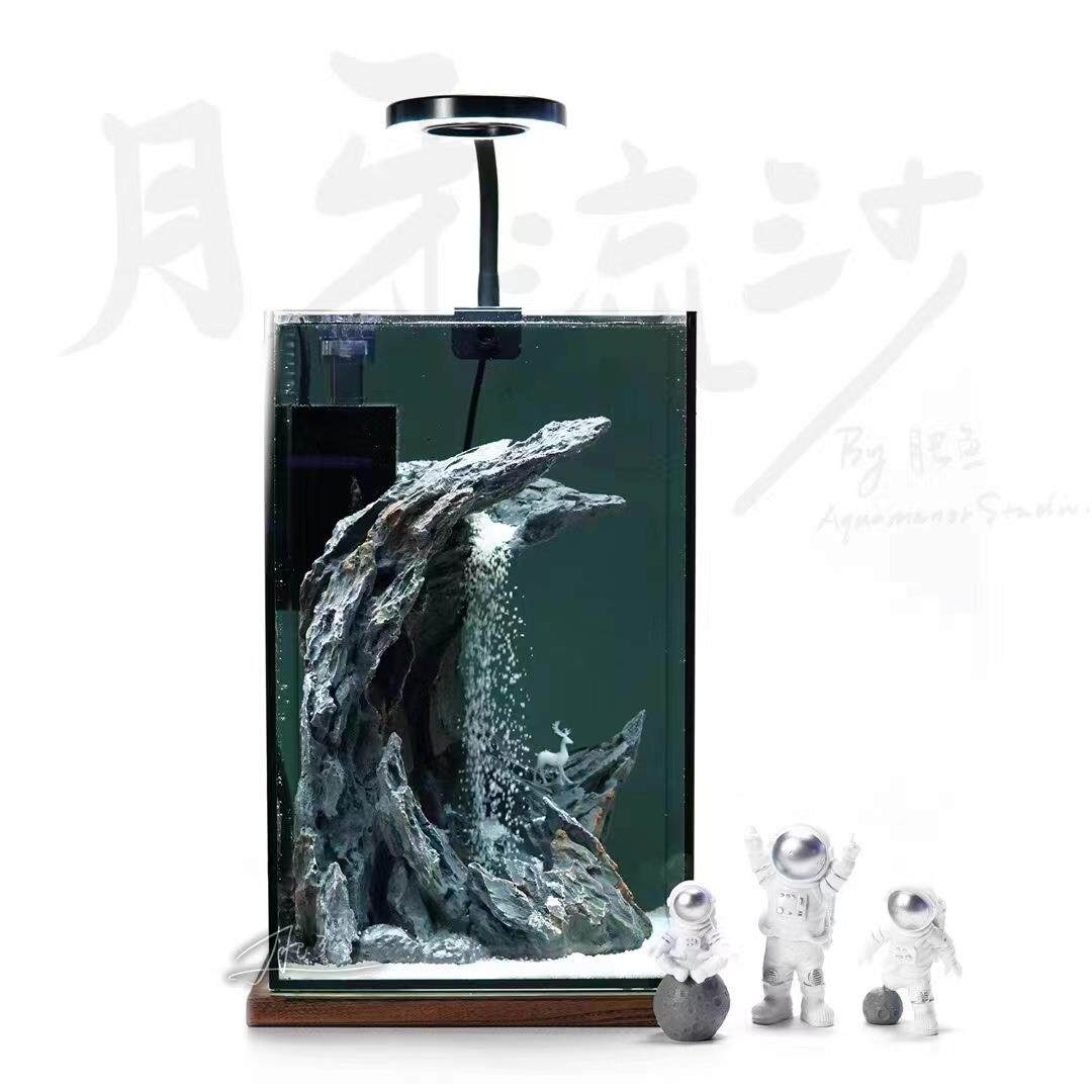 流沙瀑布水族箱小鱼缸水草积木骨架造景假山景观仿真青龙流水生财