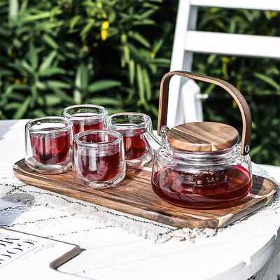 5-Piece Tea Set with Pot Glass Teapot and Cups Gift Package