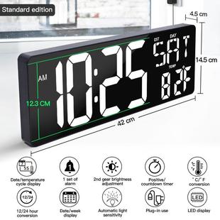 大屏幕万年历温度三位星期显示LED多功能钟 16.5in 厂家热卖 42CM