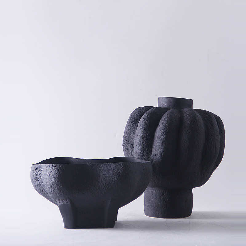 风创意客厅砂岩花器桌面花瓶家居装饰摆件寂侘复古样板间中古陶瓷,家居饰品,花瓶,淘宝优惠券,粉丝福利购,淘宝优惠卷