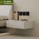 英梵狄轻奢全实木悬浮床头柜布艺皮质柜子简约实木白色悬空整装 床