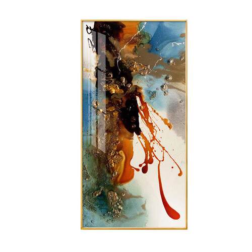 酒店进门轻奢北欧玄关竖版装饰画走廊过道抽象客厅墙面卧室样板房