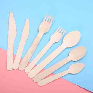 Wooden Disposable Cutlery Forks Cutters 50pcs Spoons 150pcs