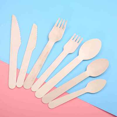 50pcs/150pcs Disposable Wooden Cutlery Forks/Spoons/Cutters