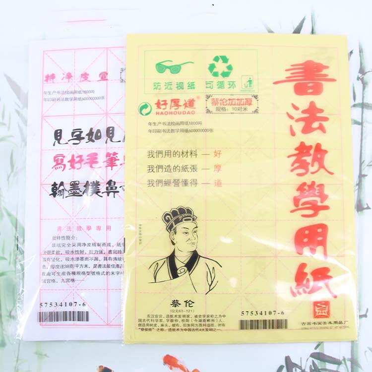 真厚道宣纸书法用纸学生对开12格10对米蔡伦加加厚毛边纸米字