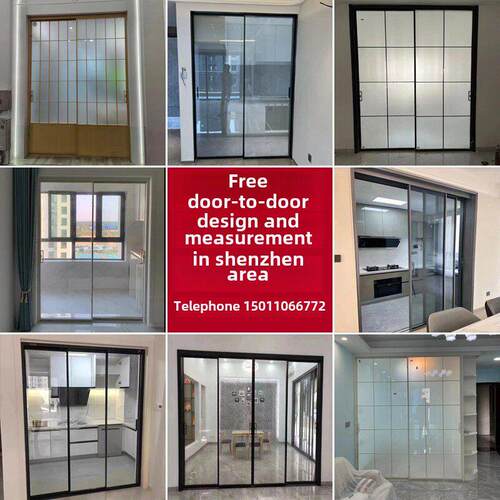 深圳极窄边铝镁钛合金客厅隔断阳台厨房浴室玻璃推拉门定制