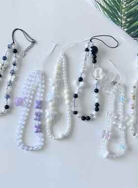 自制ins风甜酷黑白辣妹风手机链条ccd挂绳手机壳挂件相机配件挂链